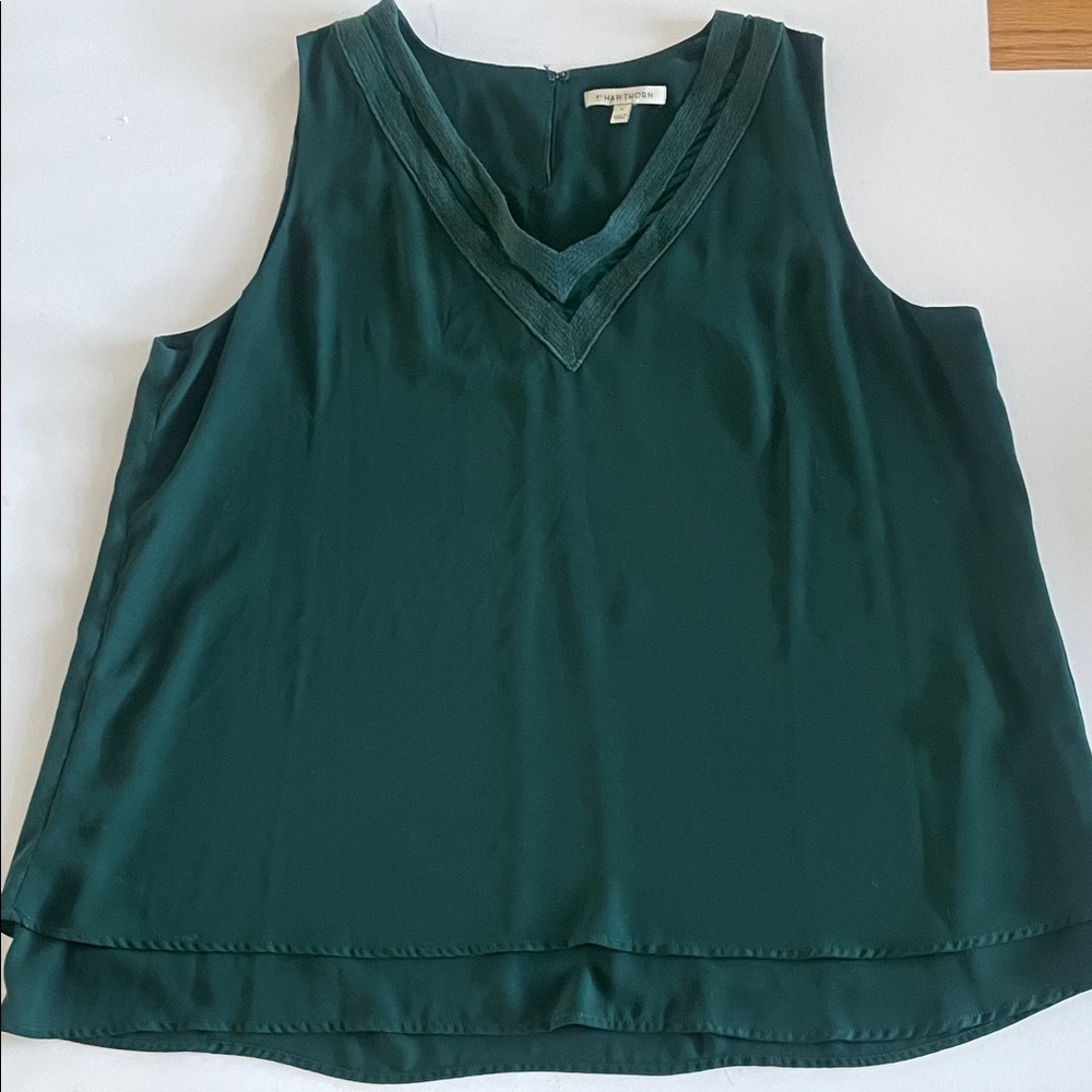 41 Hawthorn Dark Green V-Neck Blouse